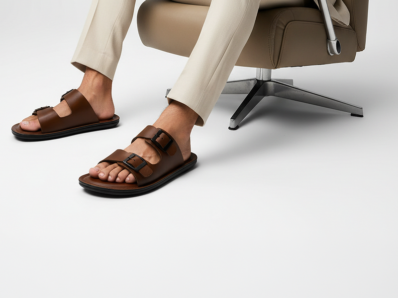 Men’s Cross-Straps Sandals With Buckle Closure | TPG-3071 A+ Content