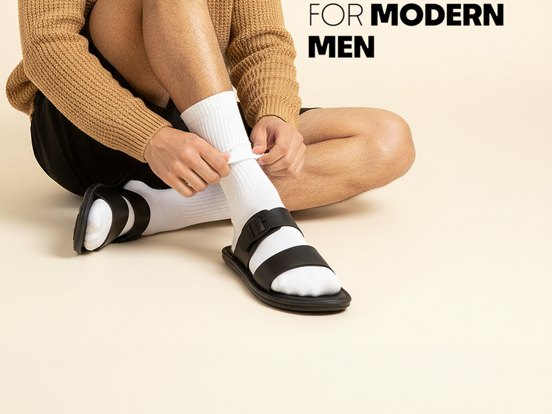 Men’s Cross Strap Sandals With Buckle Closure | TPG-3078 A+ Content