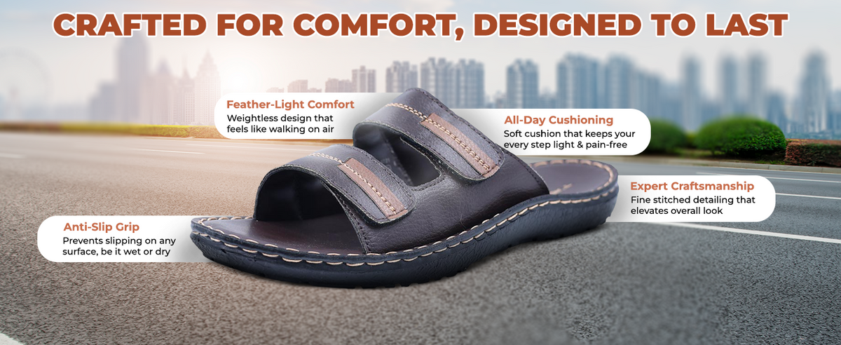 Men’s Open-Toe Sandals With Velcro Straps | TPG-3023 A+ Content