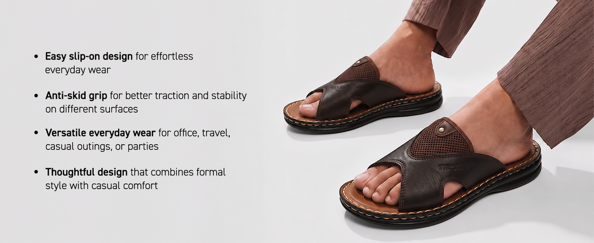 Men’s Open-Toe Slip-On Sandals With Arch Support | TPG-3047 A+ Content