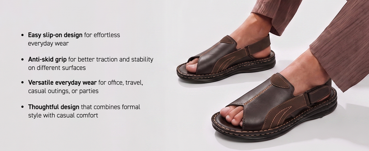 Men’s Open-Toe Slip-On Sandals With Arch Support | TPG-3049 A+ Content