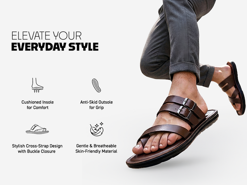 Men’s Stylish Open-Toe Sandals With Cross Straps | TPG-3070 A+ Content