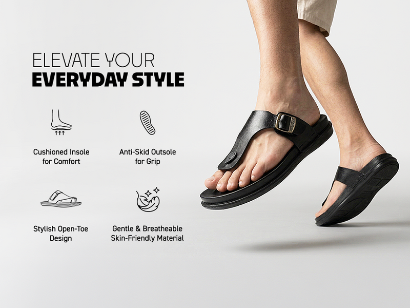 Men’s Sandals With Criss Cross Straps & Buckle Closure | TPG-3081 A+ Content