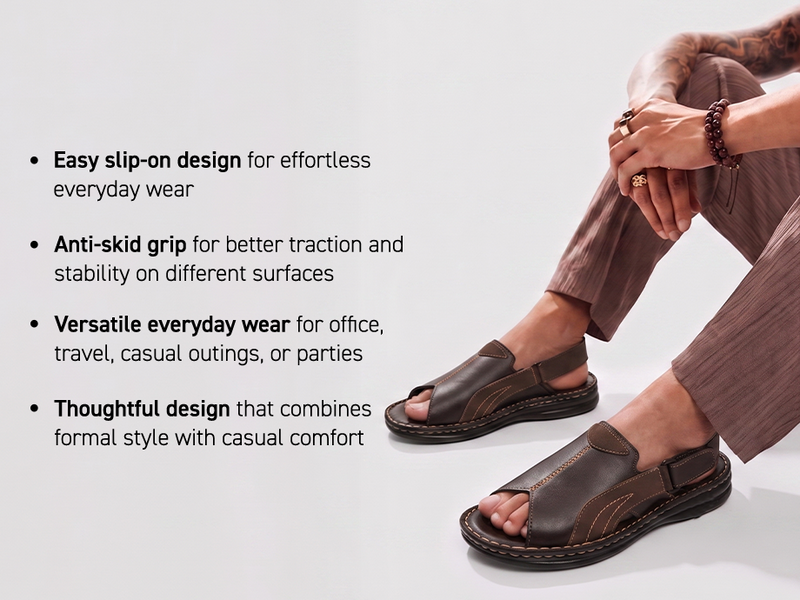 Men’s Open-Toe Slip-On Sandals With Arch Support | TPG-3049 A+ Content