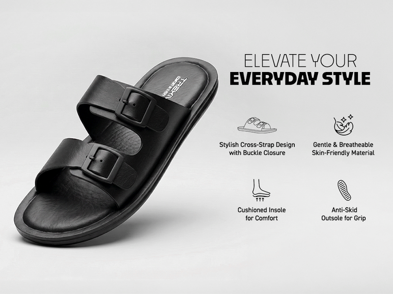 Men’s Cross-Straps Sandals With Buckle Closure | TPG-3071 A+ Content
