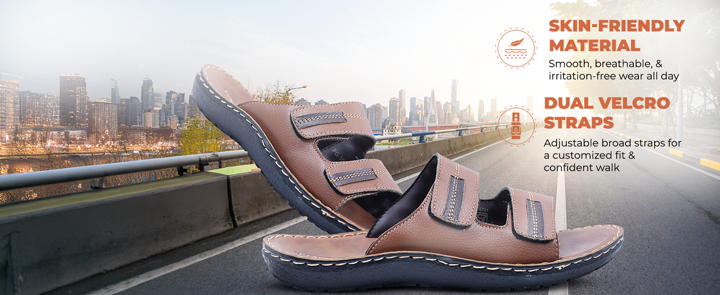 Men’s Open-Toe Sandals With Velcro Straps | TPG-3023 A+ Content