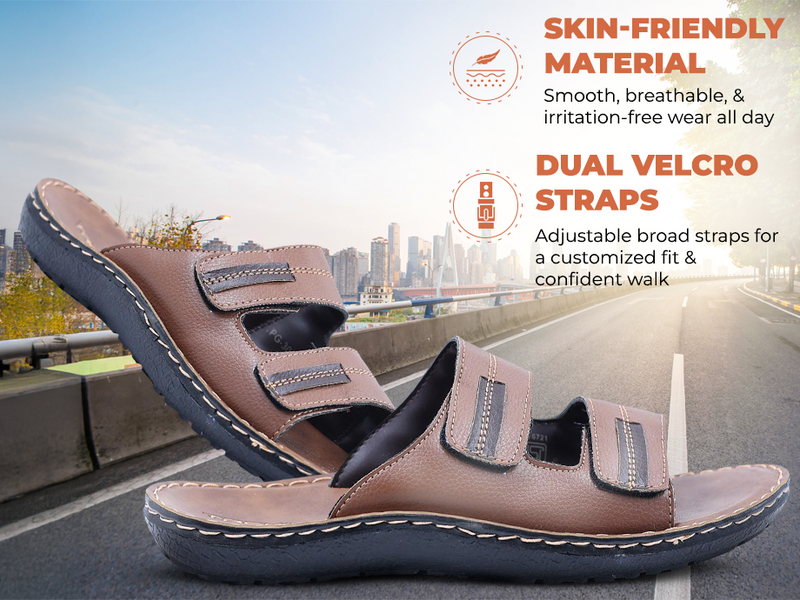 Men’s Open-Toe Sandals With Velcro Straps | TPG-3023 A+ Content
