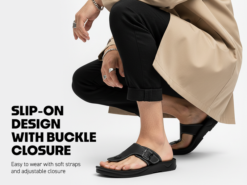 Men’s Open-Toe Sandals With Adjustable Buckle Closure | TPG-3037 A+ Content