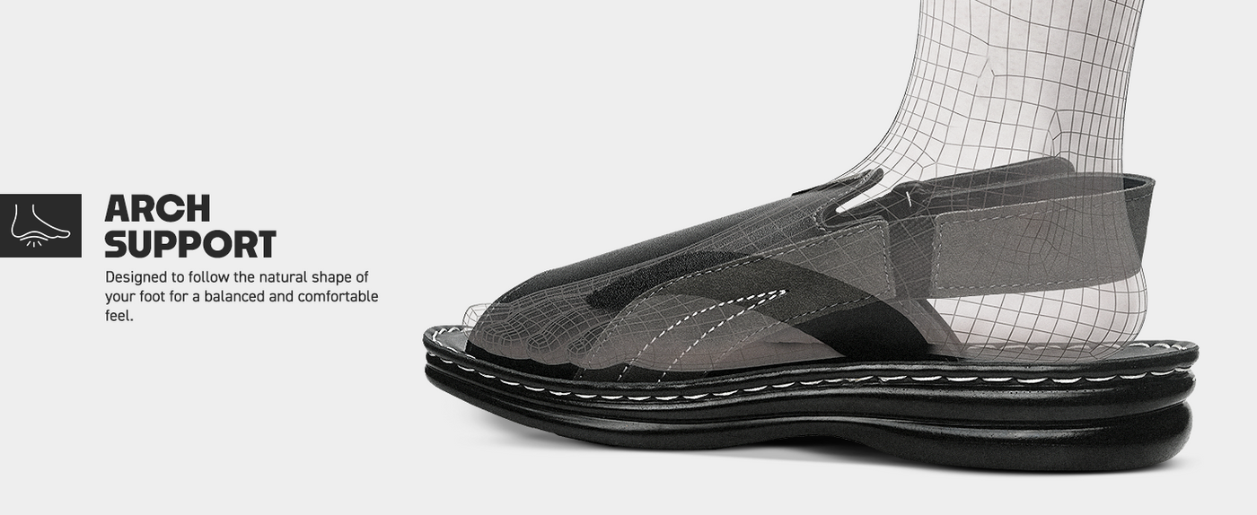 Men’s Open-Toe Slip-On Sandals With Arch Support | TPG-3049 A+ Content