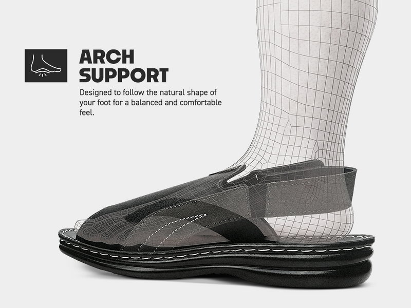 Men’s Open-Toe Slip-On Sandals With Arch Support | TPG-3049 A+ Content