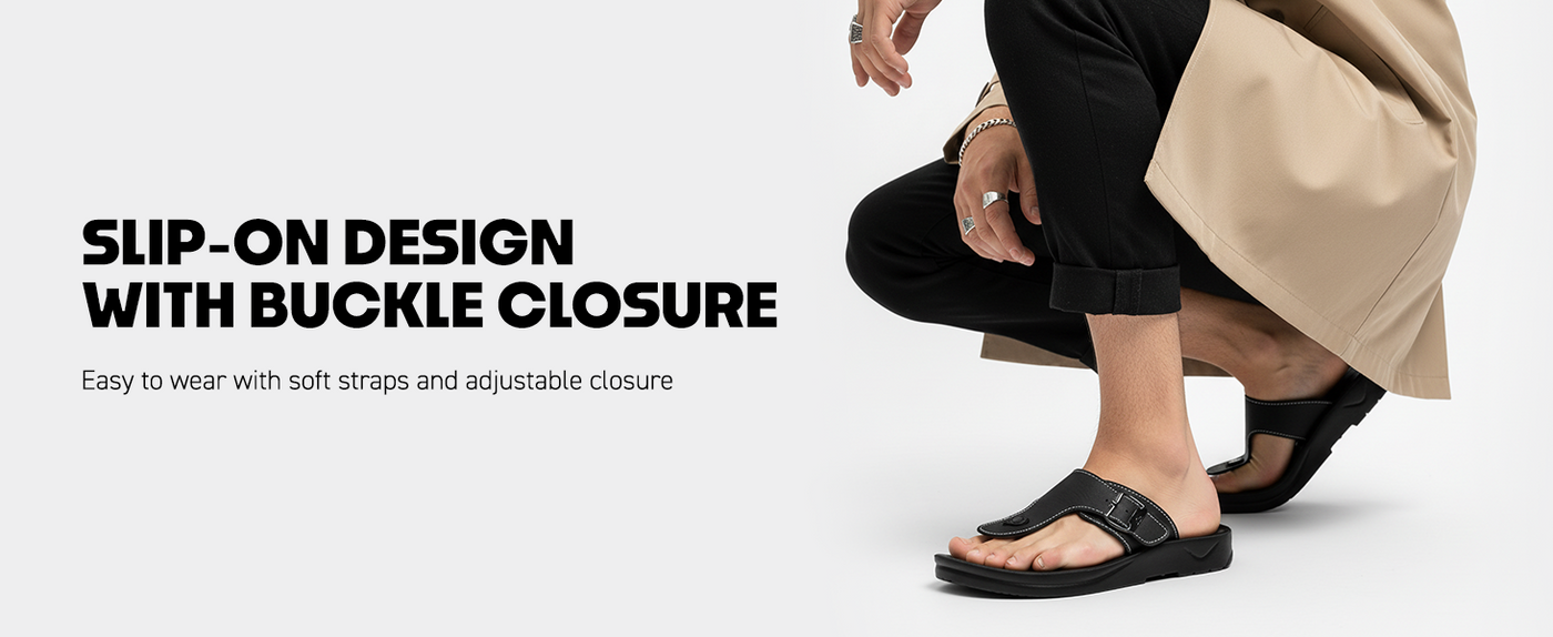 Men’s Open-Toe Sandals With Adjustable Buckle Closure | TPG-3037 A+ Content