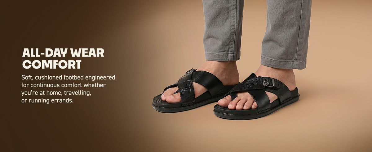 Men’s Sandals With Criss Cross Straps & Buckle Closure | TPG-3081 A+ Content