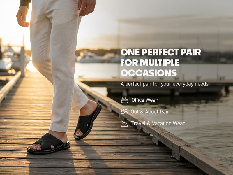 Men’s Open-Toe Slip-On Sandals With Arch Support | TPG-3047 A+ Content