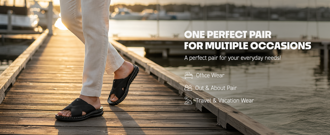Men’s Open-Toe Slip-On Sandals With Arch Support | TPG-3047 A+ Content