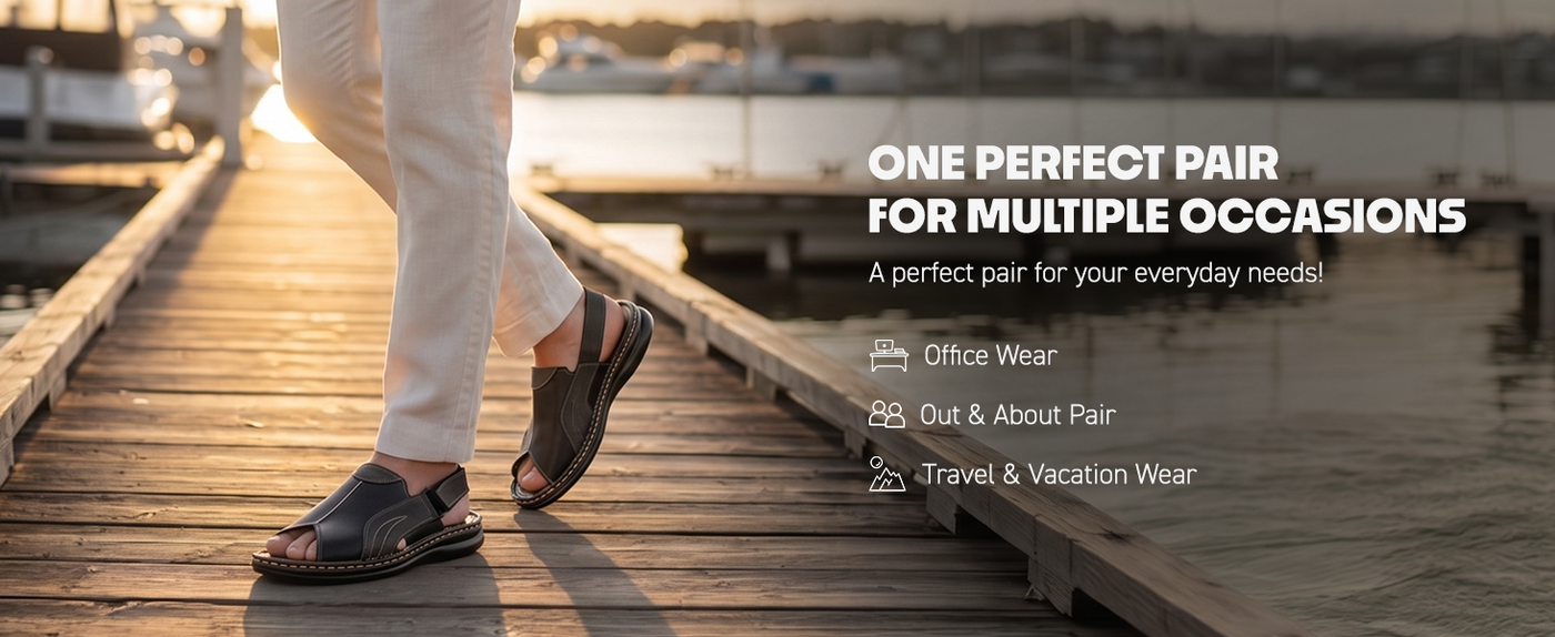 Men’s Open-Toe Slip-On Sandals With Arch Support | TPG-3049 A+ Content