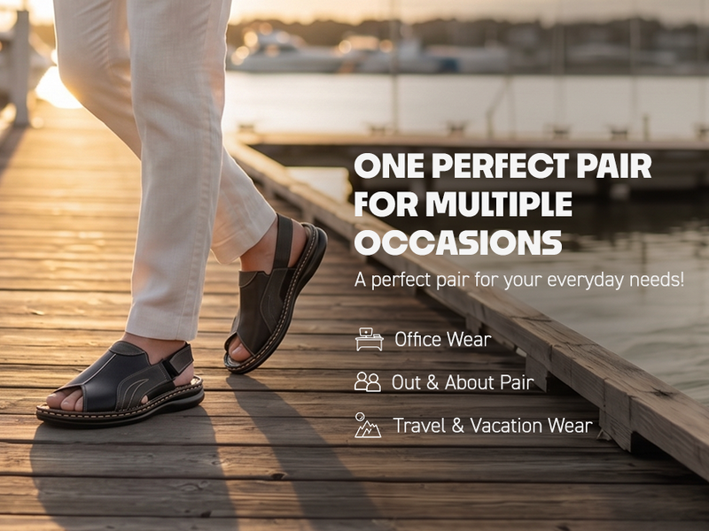 Men’s Open-Toe Slip-On Sandals With Arch Support | TPG-3049 A+ Content