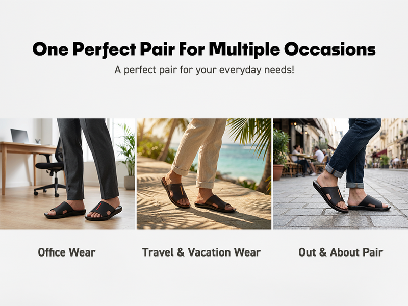 Men’s Open-Toe Slip-On Sandals With Arch Support | TPG-3034 A+ Content