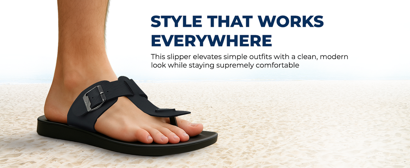 Men’s Slip-On Sandals With Adjustable Buckle Closure | TPG-3051 A+ Content