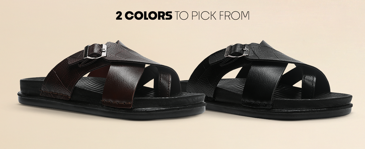 Men’s Sandals With Criss Cross Straps & Buckle Closure | TPG-3081 A+ Content