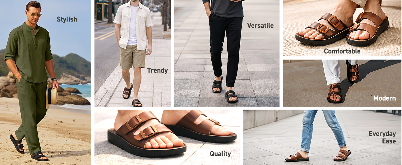 Men’s Everyday Slip-On Sandals With Arch Support | TPG-3041 A+ Content