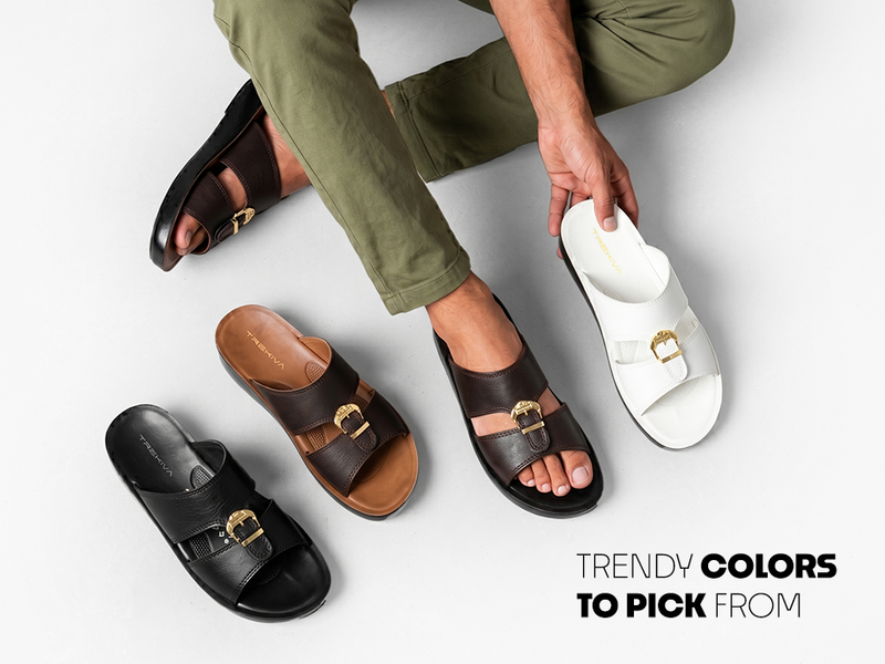 Men’s Buckle Top Open-Toe Slip-On Sandals | TPG-3039 A+ Content